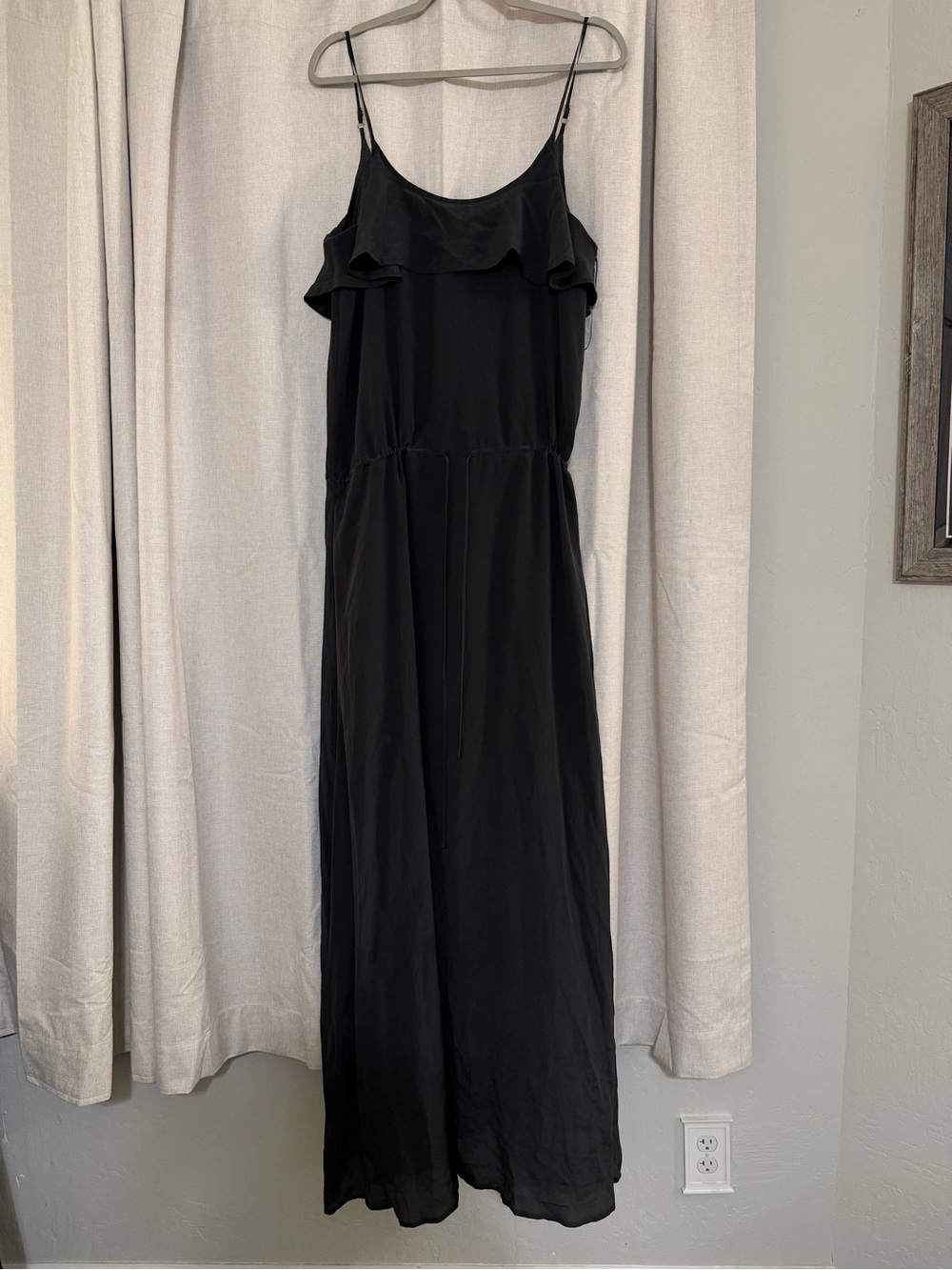 NEW OndadeMar 100% Silk black Maxi Dress